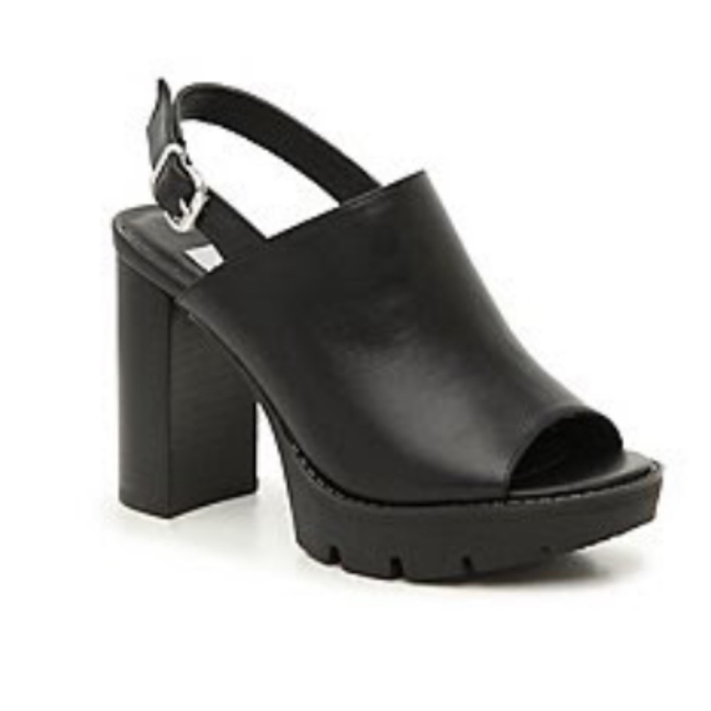 Steve Madden Carter Platform Sandal Black Leather Slingback Women's Size 8.5
